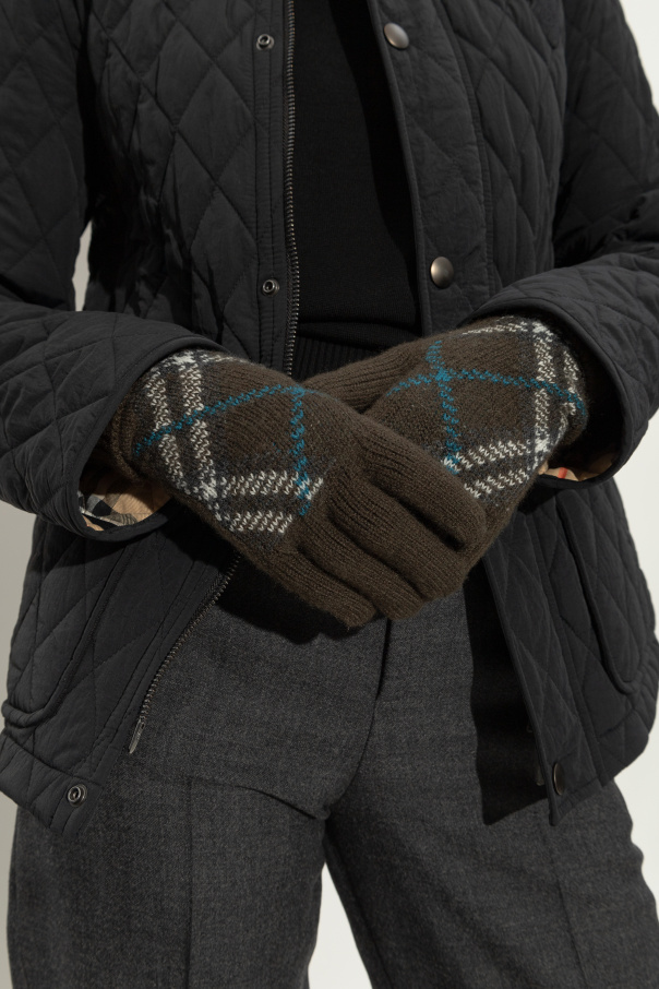 AcmShops France burberry kids vintage check cashmere scarf Green Cashmere gloves Burberry